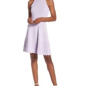 Eliza J Lavender Scalloped Mini Dress